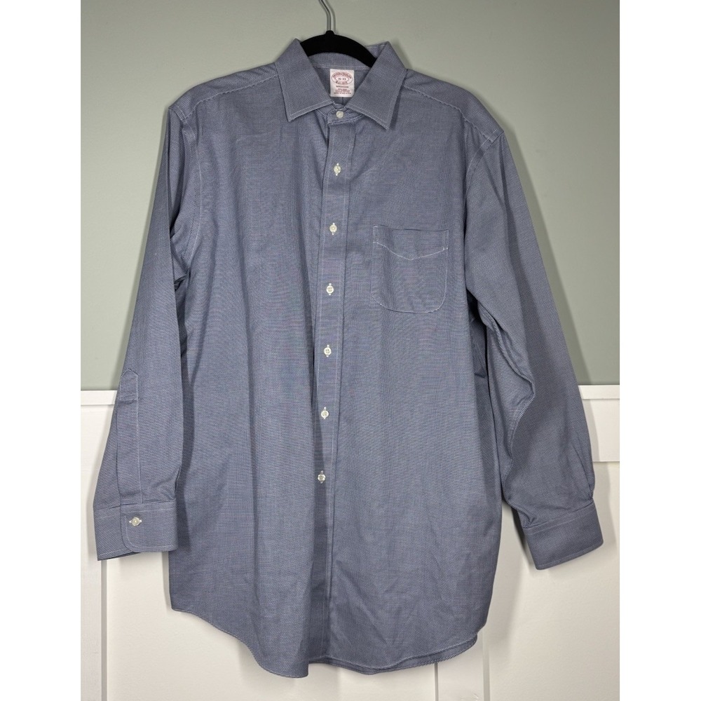 Brooks Brothers Madison Dress Shirt Mens 16 - 33 Blue/White Non-Iron Supima